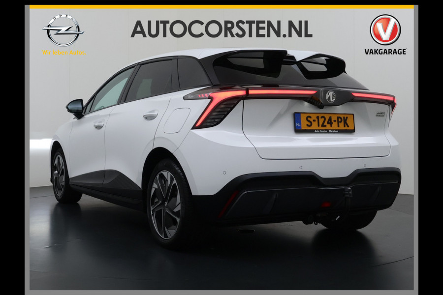 MG Mg4 electric Luxury Long Range 64kWh SOH 93% Warmtepomp Zwart Dak Trekhaak 360°Camera Navi Ecc Adap.Cruise Apple Carplay Android Auto Pdc Stoel+Stuurverwarming Privacy Glas Lmv Led DAB Isofix Dodehoek detector File assistent Rijstrooksensor 1e Eigenaar Origineel Nederlandse Auto
