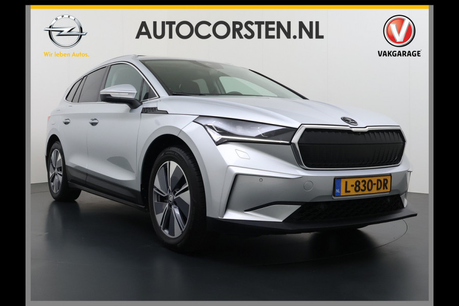 Škoda ENYAQ iV 60 SOH 90% Warmtepomp Trekhaak Panoramadak Adap.Cruise Navi Ecc 360°Camera Apple Carplay Android Auto Stuurverwarming Privacy Glas Lmv 19" Led matrix Keyless advanced Rijstrooksensor Origineel Nederlandse Auto