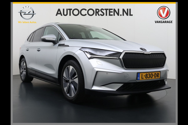 Škoda ENYAQ iV 60 SOH 90% Warmtepomp Trekhaak Panoramadak Adap.Cruise Navi Ecc 360°Camera Apple Carplay Android Auto Stuurverwarming Privacy Glas Lmv 19" Led matrix Keyless advanced Rijstrooksensor Origineel Nederlandse Auto
