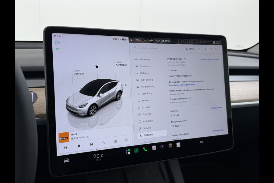 Tesla Model Y Long Range AWD 75kWh SOH 94% Warmtepomp AI-Computer Traffic Aware Adap.Cruise Leder Panoramadak Navi Ecc Camera Stoel+Stuurverwa Privacy Glas Lmv Elek.Achterklep Led Elek.Stoelen+Memory 4WD Fabrieksgarantie tot 15-02-2027 - Garantie op de Accu+Motor tot 15-2-2031/192.000km