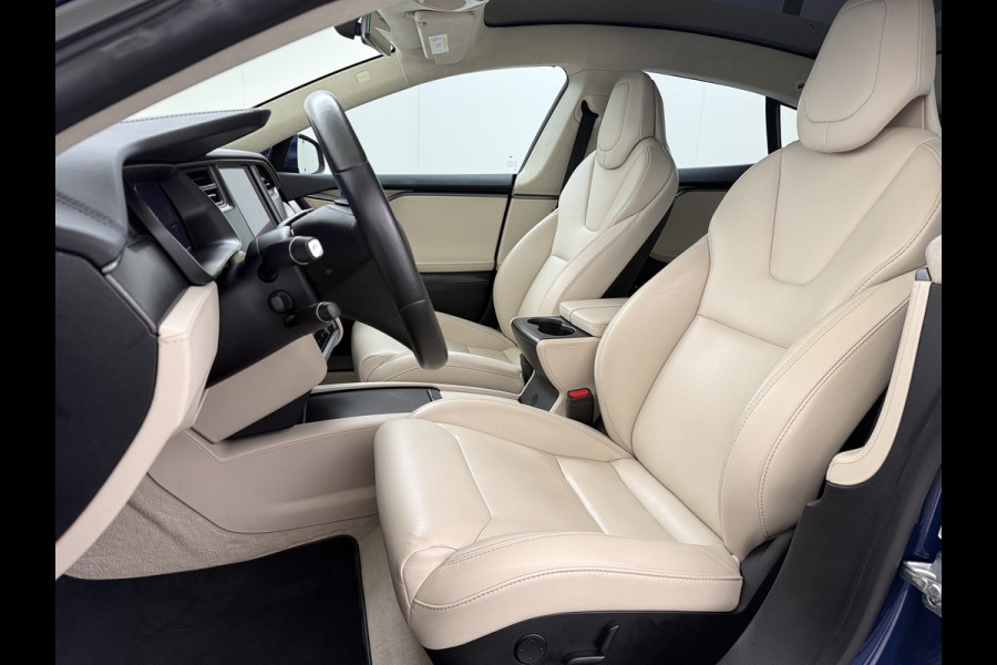 Tesla Model S 75D 476PK AWD Lmv 21" Leder Navi Ecc Panoramadak Cold Weather Pack Luchtvering Adap.Cruise Elek.Stoelen+Memory+Verwarmd Camera's Led Privacy Glas Homelink 5 Stuurverwarming Elek.Achterklep Dodehoek detector Wifi 1e Eigenaar Origineel Nederlandse Auto