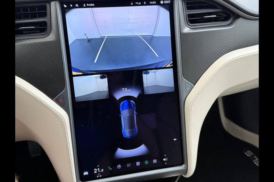 Tesla Model S 75D 476PK AWD Lmv 21" Leder Navi Ecc Panoramadak Cold Weather Pack Luchtvering Adap.Cruise Elek.Stoelen+Memory+Verwarmd Camera's Led Privacy Glas Homelink 5 Stuurverwarming Elek.Achterklep Dodehoek detector Wifi 1e Eigenaar Origineel Nederlandse Auto