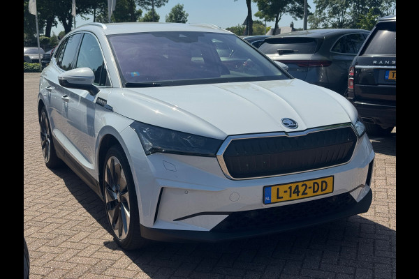 Škoda ENYAQ iV 80 First Edition / SoH 91,4% / Trekhaak / Camera / Leder / CarPlay / Keyless / 21'' / Warmtepomp / Stuur+Stoelverwarming / Dodehoek / DAB / ACC