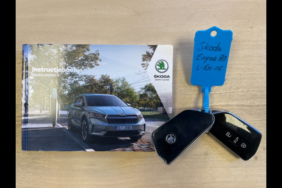 Škoda ENYAQ iV 80|90% SOH|GROTE ACCU|ACC|LEDER|ELEK.INTERIEUR+TREKHAAK|STUUR+STOELVERWARMING V+A|CAMERA|CARPLAY|NL|NAP|1 EIGENAAR|