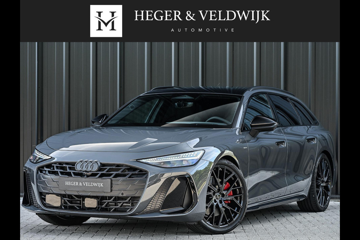 Audi A6 Avant 2.0 e-hybrid quattro S edition Competition | 5 Jaar garantie | Achterasbesturing | B&O | Carbon inleg | Stoelventilatie en Massage | Luchtvering | Panoramadak | Soft close | Keyless | Head-up | 360 camera | Passagiers Display |