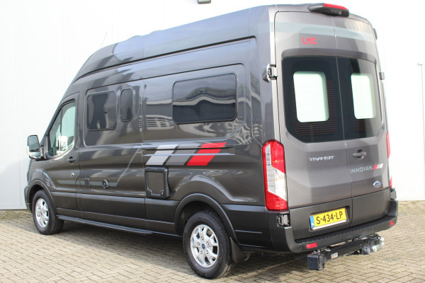 Ford LMC C590 'Innovan' Buscamper. Geniet van de vrijheid ! Geweldig mooie LMC buscamper ! V.v. de krachtige 170pk Ford dieselmotor. Airco, voorraamverw., Xenon verlichting, trekhaak, luifel, metallic lak, LM wielen, garage, camera, adapt. cruise cntrl, lane assist, koel-, vriesvak, toilet, kookgelegenheid etc.