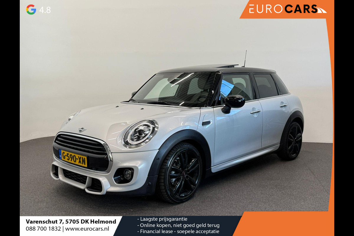 MINI 5-deurs 1.5 Cooper John Cooper Works Pakket Automaat Panoramadak Navigatie Camera Parkeersensoren Cruise Control Full Led Stoelverwarming Leder Climate Control Lichtmetalen velgen