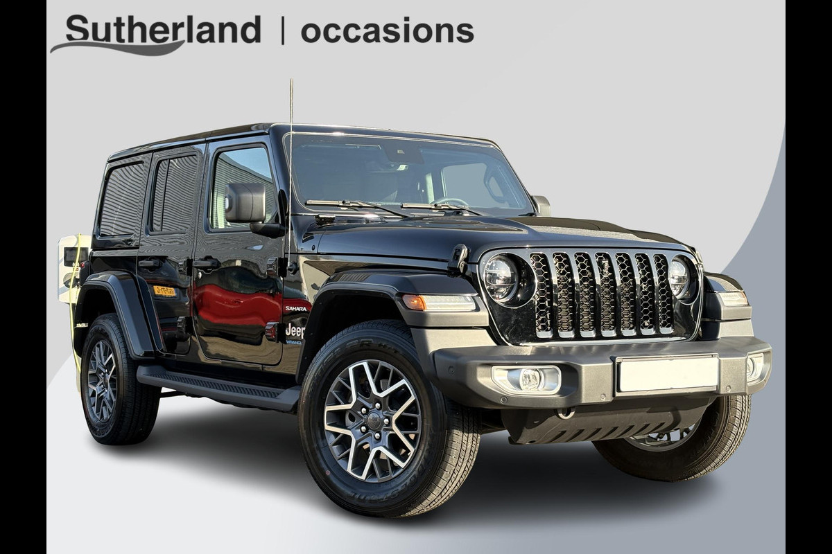 Jeep Wrangler Unlimited 4xe 380pk Sahara PHEV | Leder | Stoel- & Stuurverwarming | Navigatie | Afneembaar Dak |