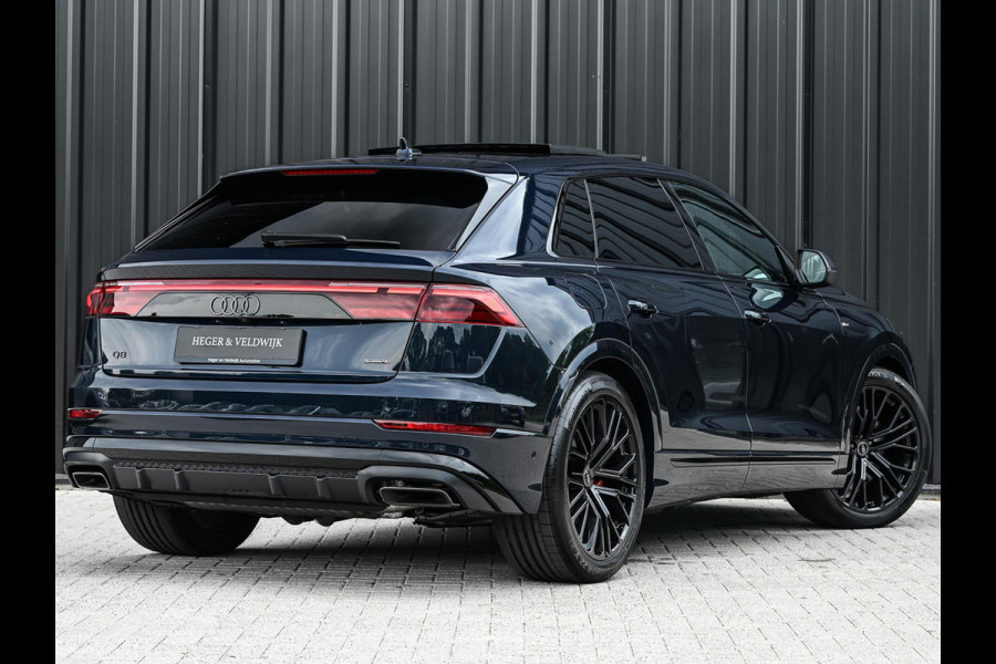 Audi Q8 55 TFSI e quattro Pro Line S | Panoramadak | 360 Camera | B&O | Head-up | Achterasbesturing | Luchtvering | Ambiance interieur | Soft close | Trekhaak | Stuurwiel verwarmd |