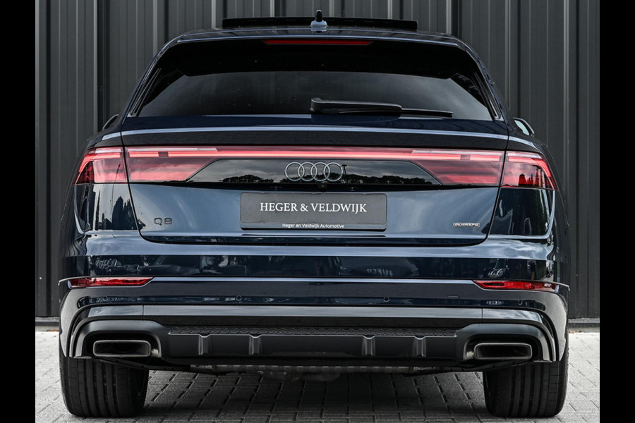 Audi Q8 55 TFSI e quattro Pro Line S | Panoramadak | 360 Camera | B&O | Head-up | Achterasbesturing | Luchtvering | Ambiance interieur | Soft close | Trekhaak | Stuurwiel verwarmd |