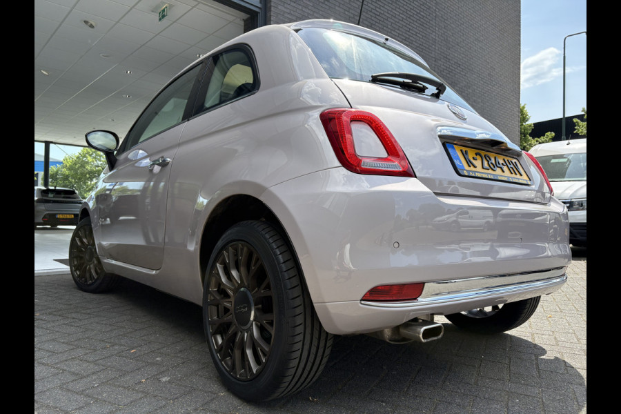 Fiat 500 1.2 Star Powder Pink Glazen panoramadak - Climate control - Parkeersensor achter - Cruise control - Mistlampen - Licht metalen velgen 16 inch - Bluetooth - Radio - Stuur multifunctioneel - Elektrische ramen - Lederen bekleding -  Extra getint glas achter
