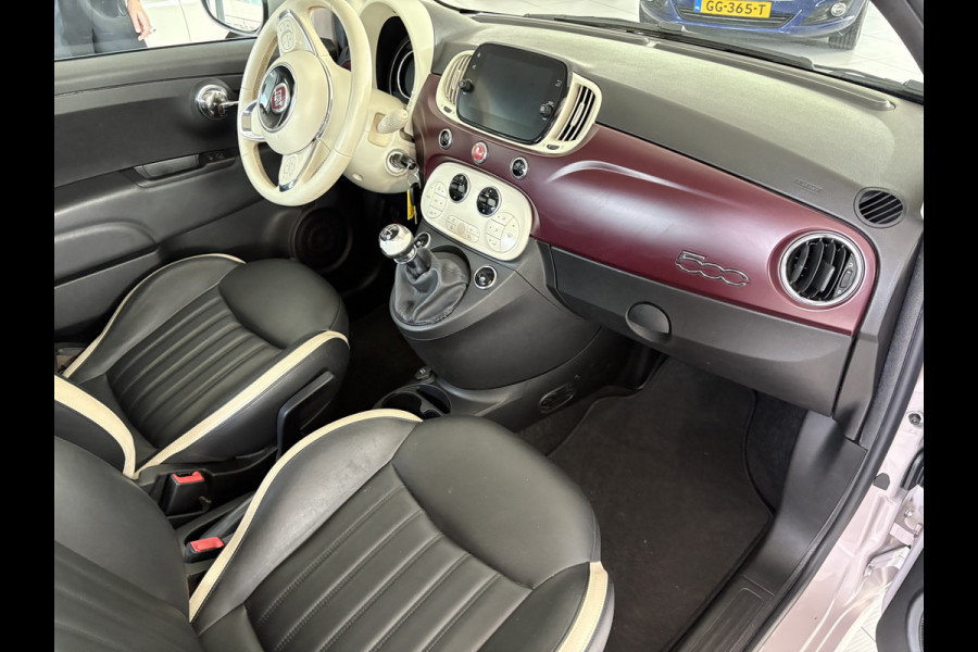 Fiat 500 1.2 Star Powder Pink Glazen panoramadak - Climate control - Parkeersensor achter - Cruise control - Mistlampen - Licht metalen velgen 16 inch - Bluetooth - Radio - Stuur multifunctioneel - Elektrische ramen - Lederen bekleding -  Extra getint glas achter