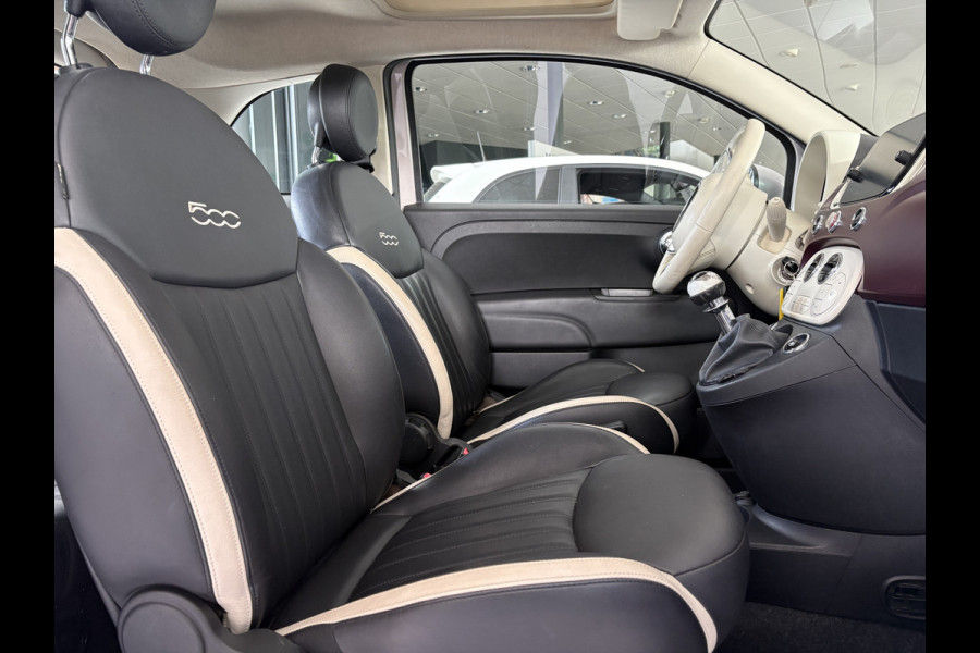 Fiat 500 1.2 Star Powder Pink Glazen panoramadak - Climate control - Parkeersensor achter - Cruise control - Mistlampen - Licht metalen velgen 16 inch - Bluetooth - Radio - Stuur multifunctioneel - Elektrische ramen - Lederen bekleding -  Extra getint glas achter