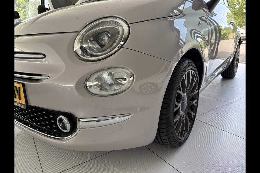 Fiat 500 1.2 Star Powder Pink Glazen panoramadak - Climate control - Parkeersensor achter - Cruise control - Mistlampen - Licht metalen velgen 16 inch - Bluetooth - Radio - Stuur multifunctioneel - Elektrische ramen - Lederen bekleding -  Extra getint glas achter