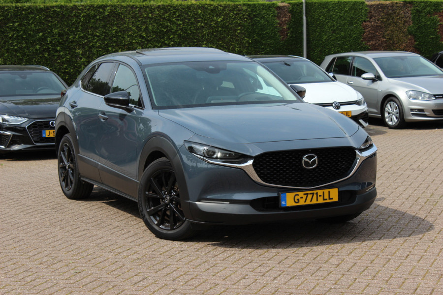 Mazda CX-30 2.0 e-SkyActiv-X M Hybrid Luxury / NL Auto! / Full option! / Trekhaak / Schuifdak / 360Camera / Head-up / Leder / Keyless / 18'' / CarPlay / Bose / Stuur+Stoelverwarming / Dodehoek / DAB / ACC