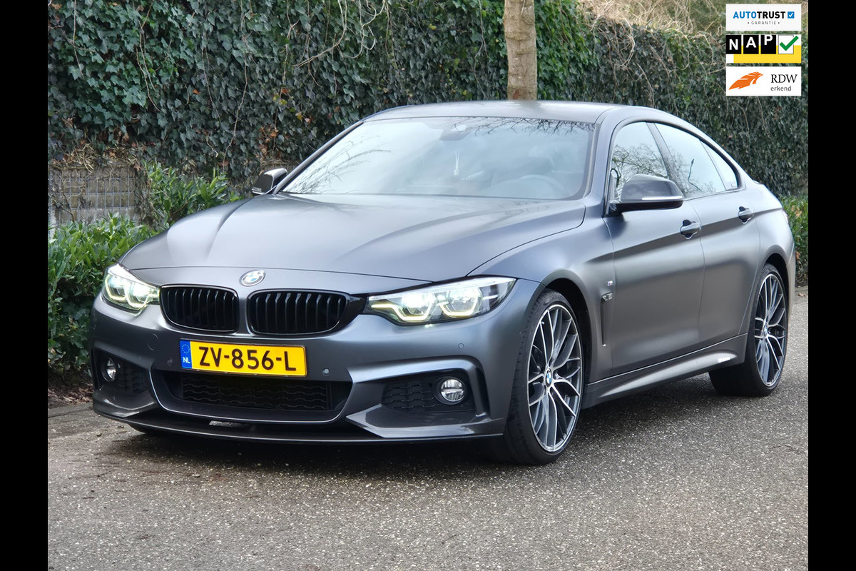 BMW 4 Serie 420i Gran Coupé M Sport Individual MAT Grey Orig BMW Performance 20inch Apple CarPlay High Executive BTW AUTO