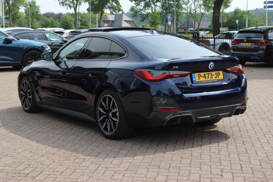 BMW i4 eDrive40 High Exe. M Sportpakket 84 kWh / SOH 91,4% / Trekhaak / Schuifdak / 360Camera / Head-up / Leder / Harman Kardon / Keyless / 19'' / Sfeerverlichting / CarPlay / Stoelventilatie+Verwarming / DAB / ACC