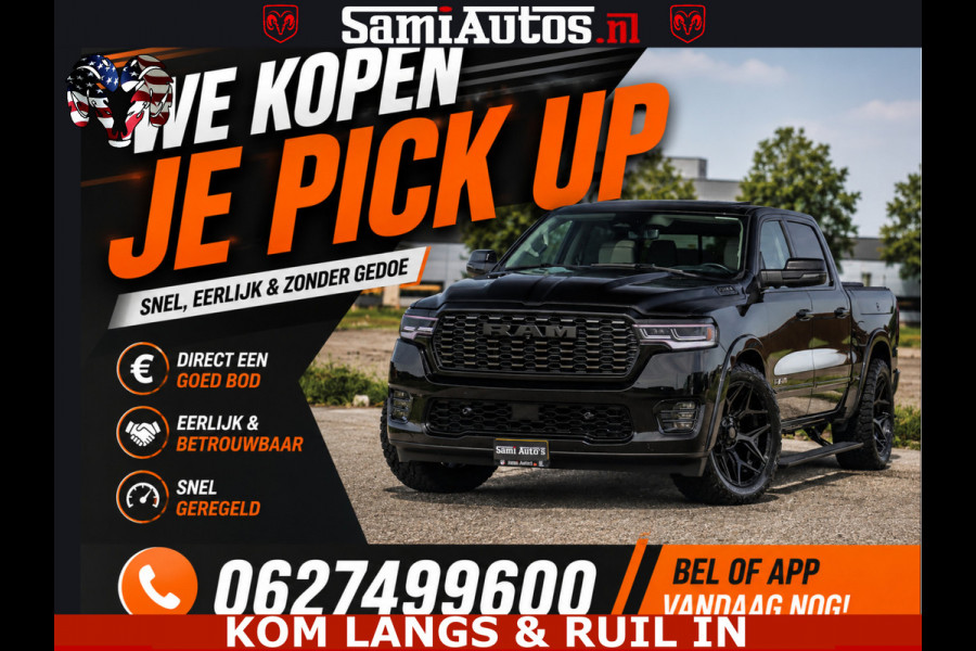 Dodge Ram HULK 5.7 V8 402PK | LIMITED EDITION | HUD | LUCHTVERING | BLACK ON BLACK | STRIPING | WIDE BODY | BREDE WIELEN | BOM VOL CREW CAB DUBBELE CAINE 5 PERSOONS UITVOERING | TOP STAAT |