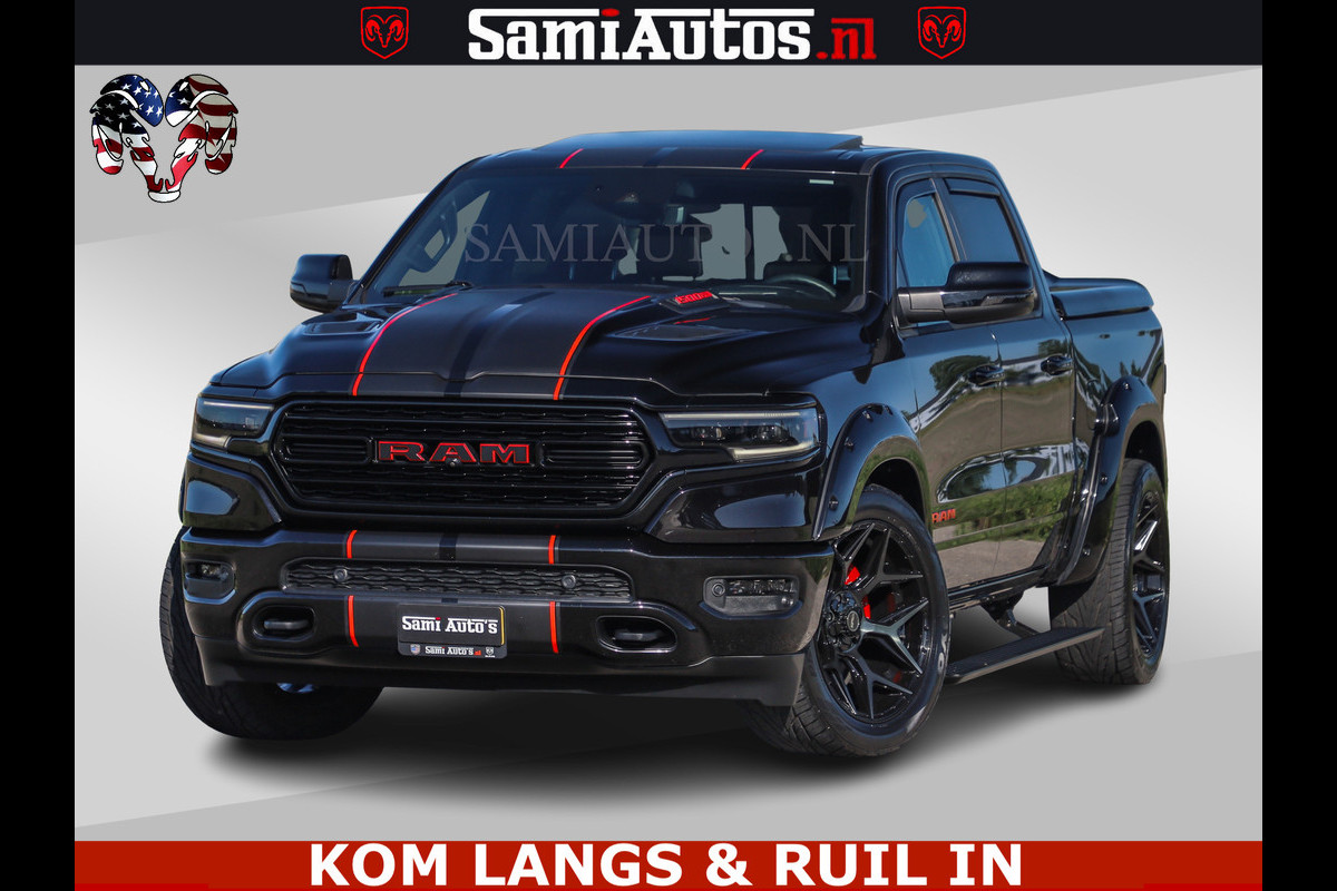 Dodge Ram HULK 5.7 V8 402PK | LIMITED EDITION | HUD | LUCHTVERING | BLACK ON BLACK | STRIPING | WIDE BODY | BREDE WIELEN | BOM VOL CREW CAB DUBBELE CAINE 5 PERSOONS UITVOERING | TOP STAAT |