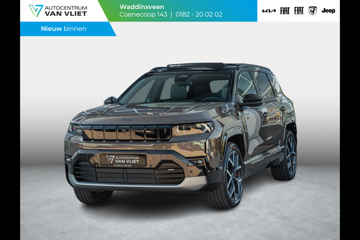 Jeep Compass First Edition 74 kWh | Direct leverbaar | Adapt. Cruise | Camera | Carplay | 20" | Elektr. A-Klep | Navi | Winter Pack | Schuif/Kanteldak | Premium Pack | Conv. Pack | Warmtepomp