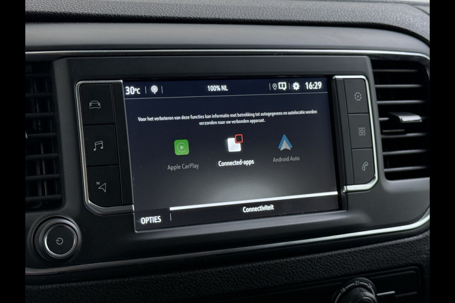 Opel Vivaro 2.0CDTI 145pk L2H1 3-Pers. Trekhaak Euro 6 Navi Apple Carplay Android Auto Airco Cruise Control Pdc Edition Regen-Lichtsensor Betonplex Vloer Wandbetimmering Schuifdeur 2.500KG Trekgewicht Origineel Nederlandse Bus