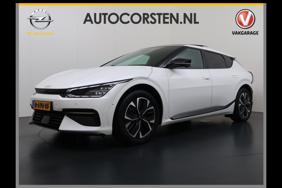 Kia Ev6 GT-Line 77.4 kWh SOH 95% Panoramadak V2L Warmtepomp Trekhaak Head-Up Display Meridian®-Surround Adap.Cruise Matrix Led 360°Camer Stoel+Stuurverwarming Stoel Massage+Ventilatie Elek.Stoelen+Memory Elek.Achterklep Privacy Glas Dealeronderhouden 1e Eigenaar Origineel Nederlandse Auto