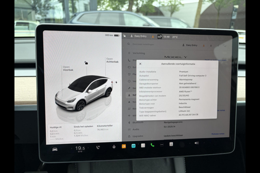 Tesla Model Y Long Range AWD 75 kWh SOH 92% | AFNEEMBARE TREKHAAK| ENHANCHED AUTOPILOT| RESTERENDE ALGEMENE FABRIEKSGARANTIE TESLA T/M 03-2028 OF 80.000KM| ACCU + AANDRIJFLIJN T/M 03-2032/ 192.000KM| RIJKLAAR GELEVERD