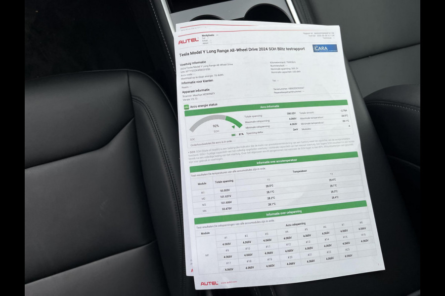 Tesla Model Y Long Range AWD 75 kWh SOH 92% | AFNEEMBARE TREKHAAK| ENHANCHED AUTOPILOT| RESTERENDE ALGEMENE FABRIEKSGARANTIE TESLA T/M 03-2028 OF 80.000KM| ACCU + AANDRIJFLIJN T/M 03-2032/ 192.000KM| RIJKLAAR GELEVERD