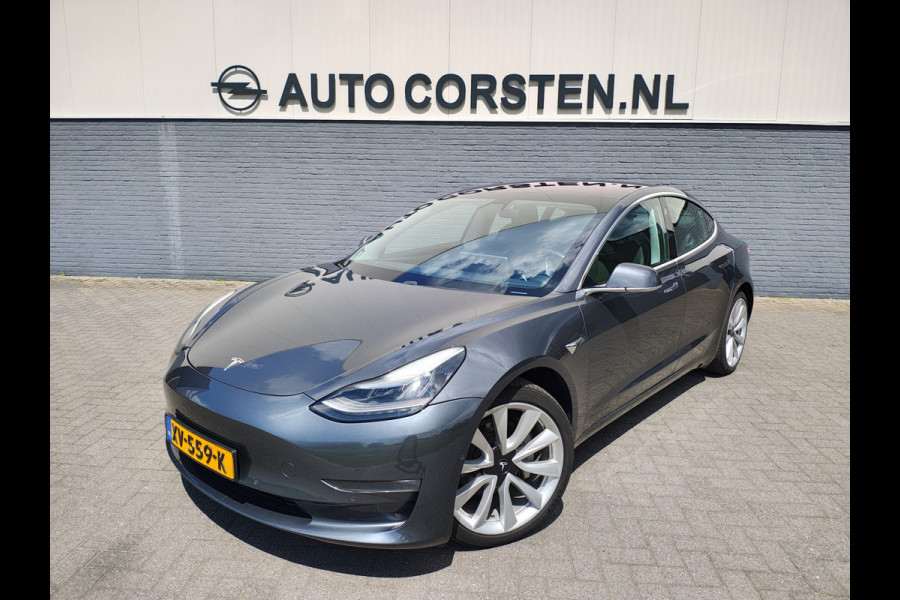 Tesla Model 3 Long Range AWD 75kWh 19"Lmv Autopilot Panoramadak Navi Ecc Camera's Adap.Cruise Leder Keyless Elek.Stoelen+Memory+Verwarmd Audiosysteem premium 4WD Spraakbediening Origineel Nederlandse Auto
