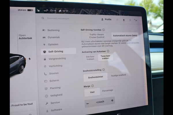 Tesla Model 3 Long Range AWD 75kWh 19"Lmv Autopilot Panoramadak Navi Ecc Camera's Adap.Cruise Leder Keyless Elek.Stoelen+Memory+Verwarmd Audiosysteem premium 4WD Spraakbediening Origineel Nederlandse Auto