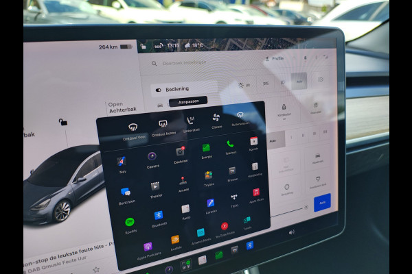 Tesla Model 3 Long Range AWD 75kWh 19"Lmv Autopilot Panoramadak Navi Ecc Camera's Adap.Cruise Leder Keyless Elek.Stoelen+Memory+Verwarmd Audiosysteem premium 4WD Spraakbediening Origineel Nederlandse Auto