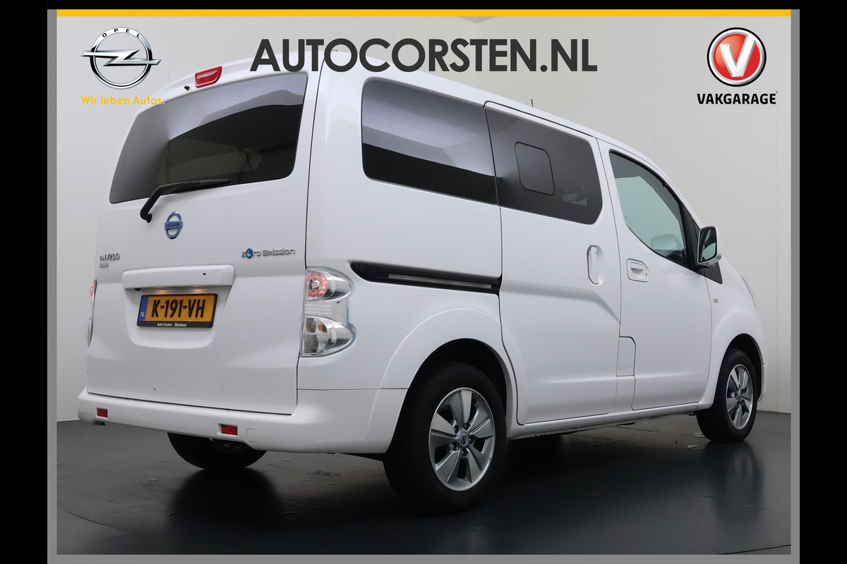 Nissan e-NV200 Evalia 7-Persoons SOH 93% 40kWh Camera Navi Stoel+Stuurverwarming Cruise Control Ecc Connect Edition Schuifdeuren Privacy Glas Lmv Regen+Lichtsensor Isofix Keyless 1e Eigenaar Origineel Nederlandse Bus