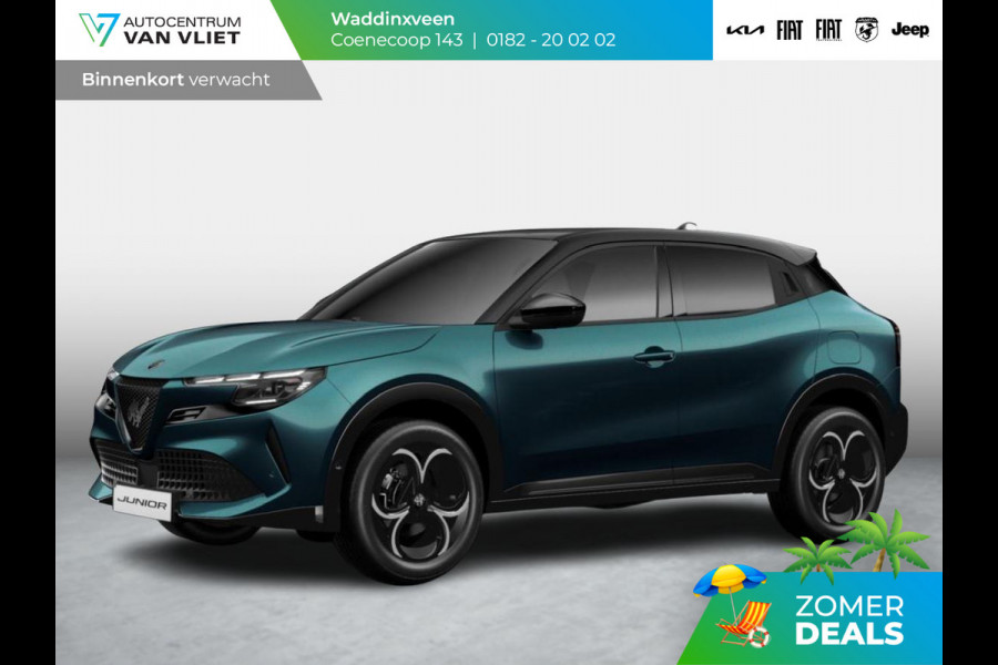 Alfa Romeo junior Elettrica Ti 54 kWh | Clima | Adapt. Cruise | Keyless | Handsfree A-Klep | PDC rondom | Pack Techno | Warmtepomp | Bicolore
