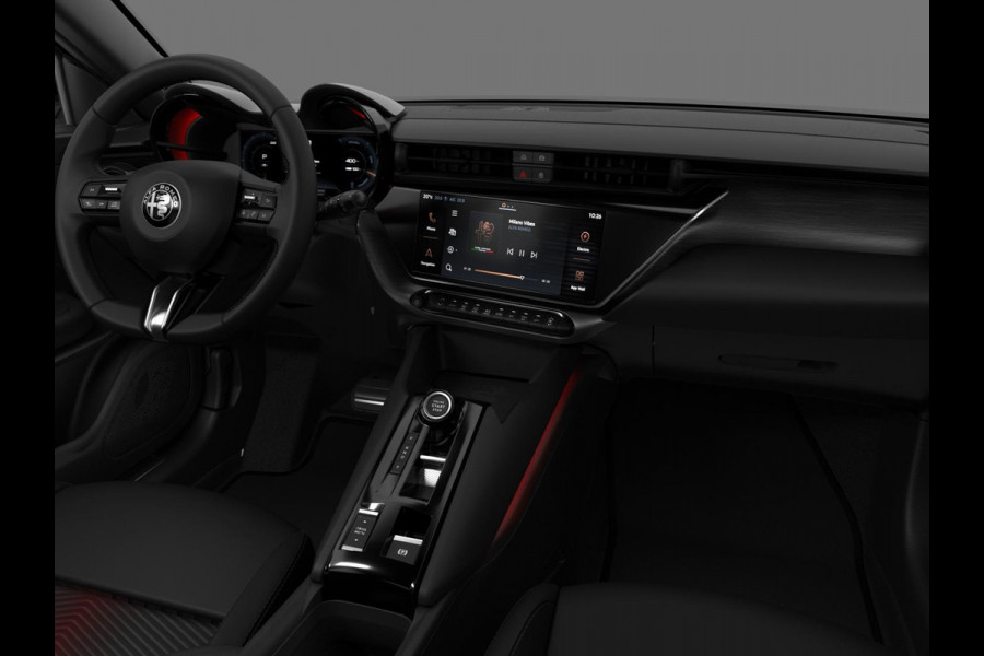 Alfa Romeo junior Elettrica Ti 54 kWh | Clima | Adapt. Cruise | Keyless | Handsfree A-Klep | PDC rondom | Pack Techno | Warmtepomp | Tortona Black
