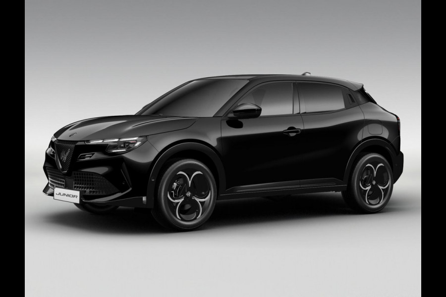 Alfa Romeo junior Elettrica Ti 54 kWh | Clima | Adapt. Cruise | Keyless | Handsfree A-Klep | PDC rondom | Pack Techno | Warmtepomp | Tortona Black