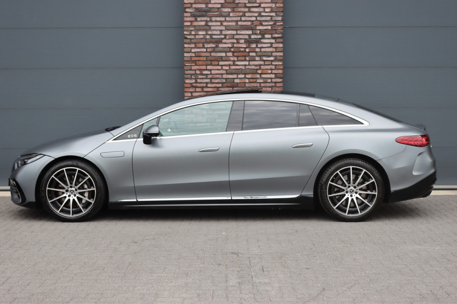 Mercedes-Benz EQS 450+ AMG Line Premium+ 108 kWh | SoH 98,58% | Luchtvering | Achterasbesturing | Distronic+ | Burmester | Stoelventilatie | Massage | Digital Light | Panoramadak | HUD | Verwarmd Stuurwiel |