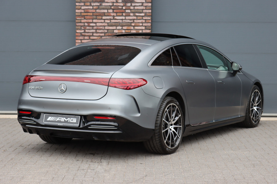 Mercedes-Benz EQS 450+ AMG Line Premium+ 108 kWh | SoH 98,58% | Luchtvering | Achterasbesturing | Distronic+ | Burmester | Stoelventilatie | Massage | Digital Light | Panoramadak | HUD | Verwarmd Stuurwiel |