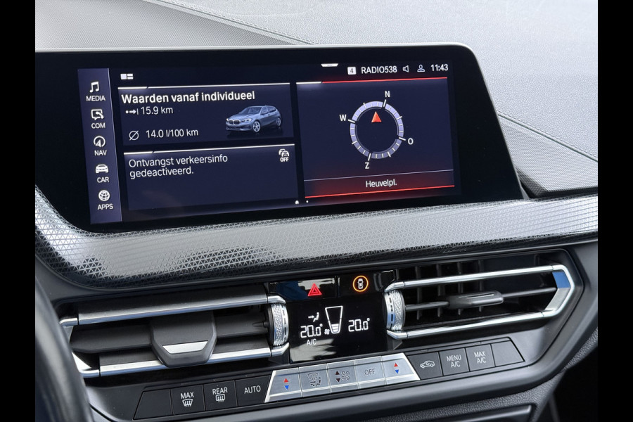 BMW 1-serie 118i AUT-7 Sport-Line Navi Ecc Live-Cockpit-Pro 1/2 Leer Sportstoelen Apple Carplay Android Auto Cruise Control Pdc Business Ed. DAB Lmv 17" Adap.Led Regen-Lichtsensor Isofix 1e Eigenaar Origineel Nederlandse Auto Dealeronderhouden