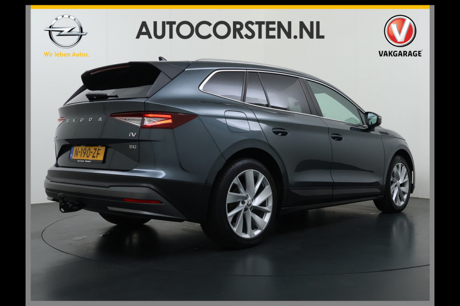 Škoda ENYAQ iV 80 Trekhaak SOH 95% Warmtepomp Adap.Cruise 3-Zone Ecc 360°Camera Stuur+Stoelverwarming Navi Ecc Pdc Draadloze telefoonlader Keyless Privacy Glas Lmv Led Apple Carplay Android Auto DAB P-Assist Dodehoek detectie File Asist 1.000KG Trekgewicht Origineel Nederlandse Auto