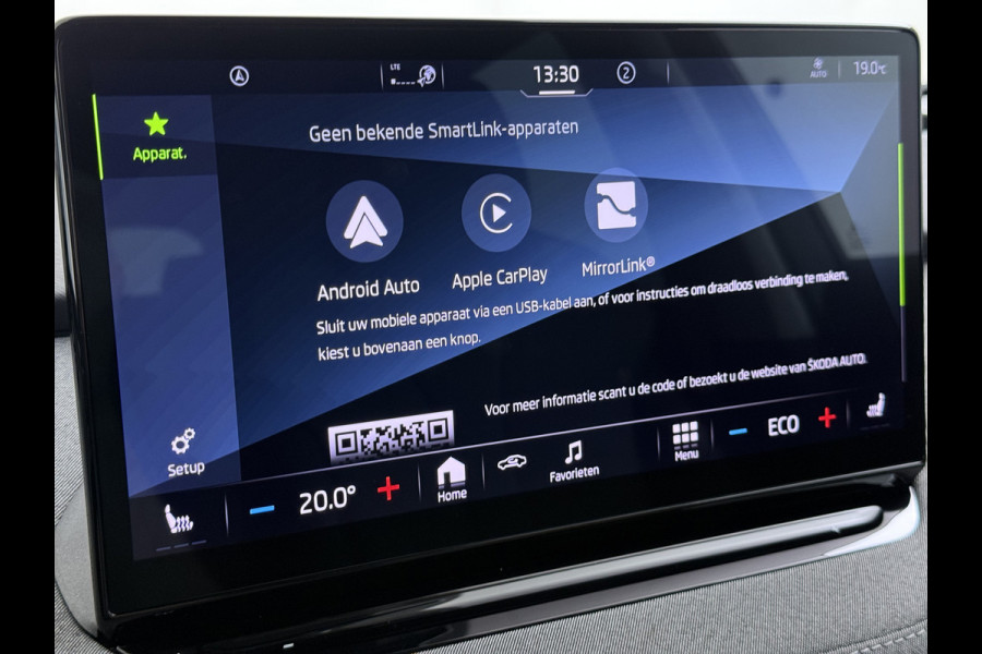 Škoda ENYAQ iV 80 Trekhaak SOH 95% Warmtepomp Adap.Cruise 3-Zone Ecc 360°Camera Stuur+Stoelverwarming Navi Ecc Pdc Draadloze telefoonlader Keyless Privacy Glas Lmv Led Apple Carplay Android Auto DAB P-Assist Dodehoek detectie File Asist 1.000KG Trekgewicht Origineel Nederlandse Auto