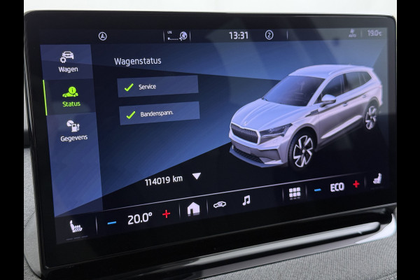 Škoda ENYAQ iV 80 Trekhaak SOH 95% Warmtepomp Adap.Cruise 3-Zone Ecc 360°Camera Stuur+Stoelverwarming Navi Ecc Pdc Draadloze telefoonlader Keyless Privacy Glas Lmv Led Apple Carplay Android Auto DAB P-Assist Dodehoek detectie File Asist 1.000KG Trekgewicht Origineel Nederlandse Auto