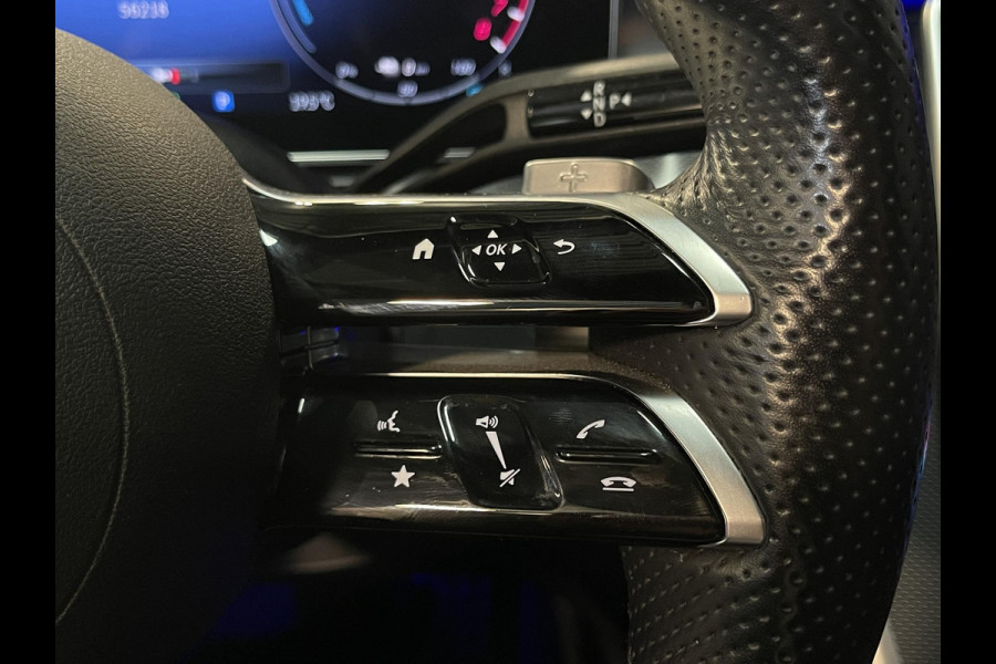 Mercedes-Benz C-Klasse Estate 300 e AMG Line C63 Diffuser/18"/Panoramadak/Laser LED/Trekhaak/Stoelverwarming + memory l + r/Adaptieve cruise/Sfeerverlichting premium/Elektrische klep/Apple Carplay & Android Auto