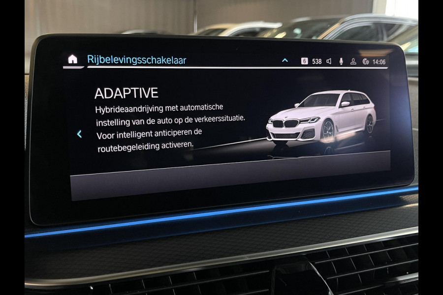 BMW 5 Serie Touring 530e High Executive M Sport 18"/Panoramadak/Laser LED/Adaptief onderstel/Head-up/Keyless/Stoelverwarming/Adaptieve cruise/Dodehoek/Camera/Apple Carplay & Android Auto/HiFi