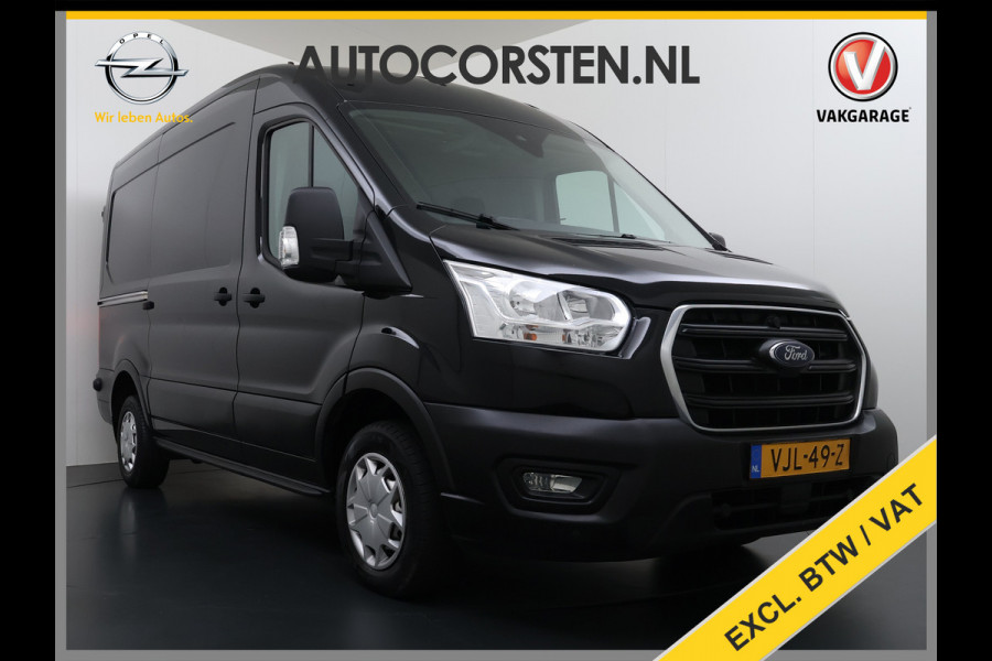 Ford Transit 310 2.0TDCI 130PK L2H2 3-Persoons Navi* Camera Apple Carplay Android Auto Cruise Control Lane Assist Pdc Trend Stoelverwarming Elek.Stoel Wifi DAB Betonplex Vloer Wandbetimmering Schuifdeur 1e Eigenaar Euro 6