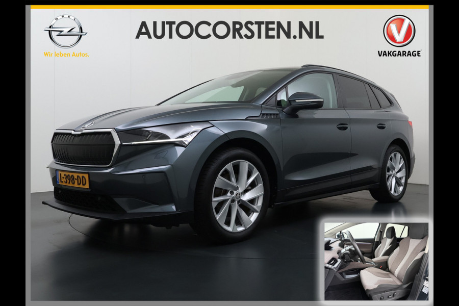 Škoda ENYAQ iV 60 First Edition Adap.Cruise Stuur+Stoelverwarming Camera 3-Zone Ecc Elek.Stoel+Memory Apple Carplay Android Auto Navi Pdc SOH 90% Keyless Advanced Matrix-Led Privacy Glas Lmv 20" DAB P-Assist Dodehoek detector Rijstrooksensor Origineel Nederlandse Auto