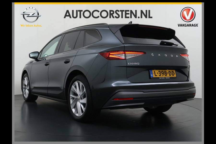 Škoda ENYAQ iV 60 First Edition Adap.Cruise Stuur+Stoelverwarming Camera 3-Zone Ecc Elek.Stoel+Memory Apple Carplay Android Auto Navi Pdc SOH 90% Keyless Advanced Matrix-Led Privacy Glas Lmv 20" DAB P-Assist Dodehoek detector Rijstrooksensor Origineel Nederlandse Auto