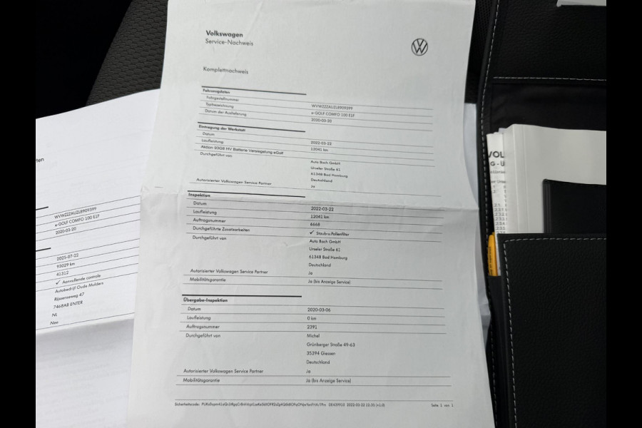 Volkswagen e-Golf E-DITION SOH 100% | DIGIT. DASHB. | STOEL, VOORRUIT VERW. | ONDERHOUD HIST. | CAMERA