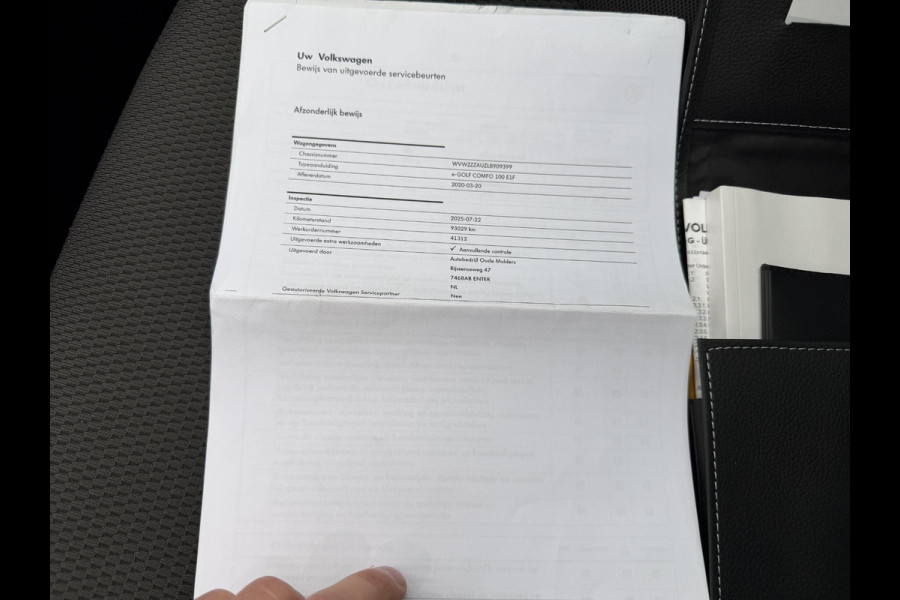 Volkswagen e-Golf E-DITION SOH 100% | DIGIT. DASHB. | STOEL, VOORRUIT VERW. | ONDERHOUD HIST. | CAMERA