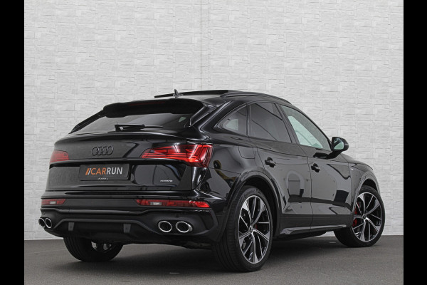 Audi Q5 Sportback 300pk TFSI e S-Line Competition | #RS-Leder | Luchtvering | 360 Camera | Panorama | B&O | ACC | SQ5 Diffuser | Sfeerverlichting | Trekhaak | Stoelverwarming V+A | LED-Matrix | Keyless-Entry | Memory | Zonwering | Standkachel | Stuurverwarming | 21 inch | Black-Optic | Carplay |