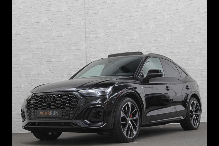 Audi Q5 Sportback 300pk TFSI e S-Line Competition | #RS-Leder | Luchtvering | 360 Camera | Panorama | B&O | ACC | SQ5 Diffuser | Sfeerverlichting | Trekhaak | Stoelverwarming V+A | LED-Matrix | Keyless-Entry | Memory | Zonwering | Standkachel | Stuurverwarming | 21 inch | Black-Optic | Carplay |